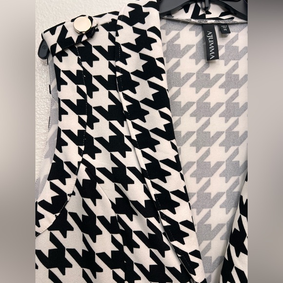 NWT High Low Black Houndstooth Sleeveless Blazer Vest 3X - Picture 5 of 8